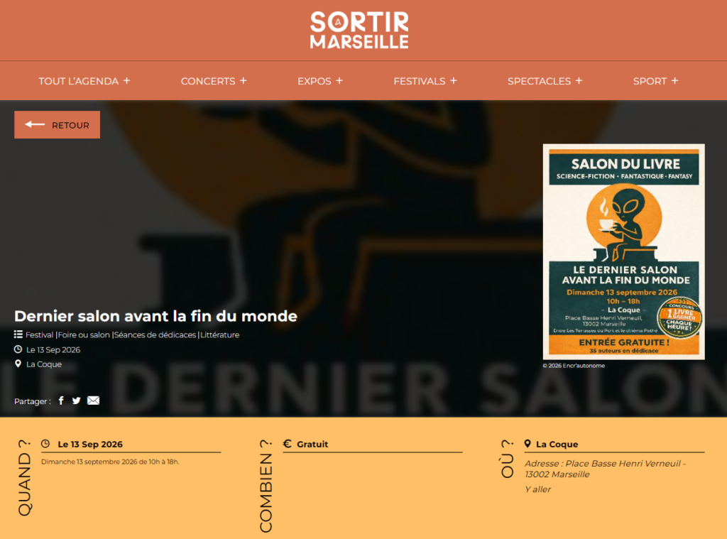 Sortir à Marseille - Dernier salon avant la fin du monde salon SFFF